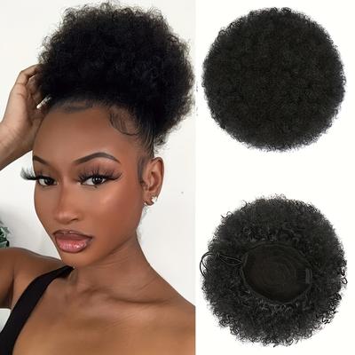 Drawstring Ponytail Extension For Women Short African Twisted Curly Hair Bun Ponytail Extension Synthetic Hair Patch African Ponytail