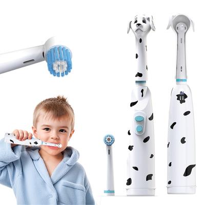 Children's Electric Toothbrush For Children's Baby, Spotted Dog Special Dust Cover Cartoon Type Children's Round Head On Battery Electric Toothbrush