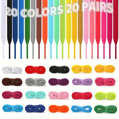 TEMU 40pcs/20pairs Classic Flat Shoelaces With Assorted Colors, For Skate Shoes, Casual Shoes, Sneakers