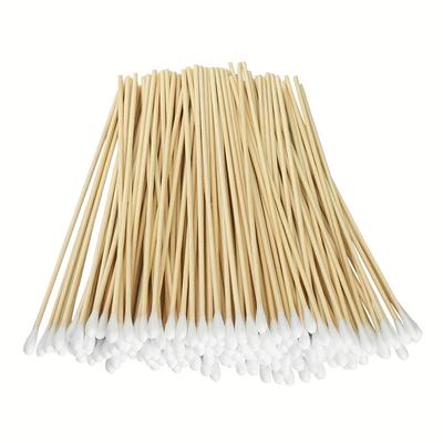 200pcs Long Cotton Swabs With Wooden Handles Cotton Tipped Applicator, Industrial Cleaning Wipe Stick Cotton Stick For Optical Anti-static Uv Lens, 6inch/15cm