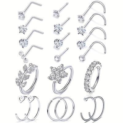 21pcs 20g Nose Rings For Women Stainless Steel Nos...