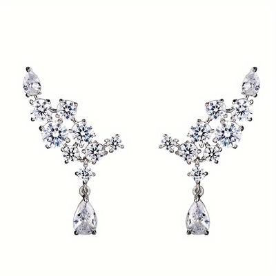 TEMU A Pair Of Small And Exquisite Women's Synthetic Synthetic Zirconia Earrings Jewelry Hypoallergenic Earrings Elegant And Simple Women's Teardrop Earrings Jewelry Image