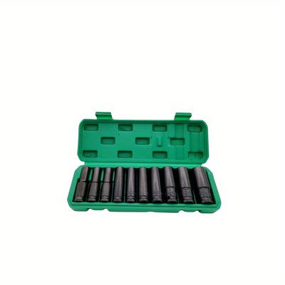 TEMU 10pcs 1/2in Impact Socket , Impact Socket Set, Deep Sleeve Carbon Repairing Tool Image