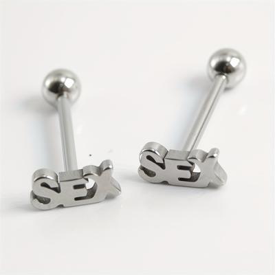 Letter Tongue Nail Body Piercing Jewelry For Women...