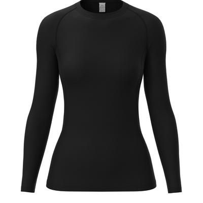 TEMU Quick Drying Solid Color Long Sleeves T-shirt, Round Neck Running Sports Cycling Jersey Tops, Women's Activewear Image