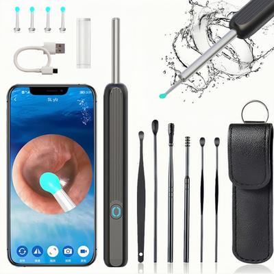 Ear Wax Removal Tool With 4pcs Ear Scoop And 6pcs Leather Set Ear Digging Tools, Ear Cleaner With Camera, Earwax Removal Tool With 1080p, Rechargeable Earwax Removal Tool