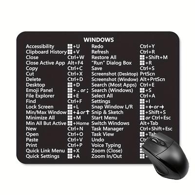 Black Windows 11 10 Word Excel Keyboard Shortcuts Mouse Pad Thickened 9.45 * 7.9 Inches 3mm Thick Computer Anti-skid Rubber Mouse Pad