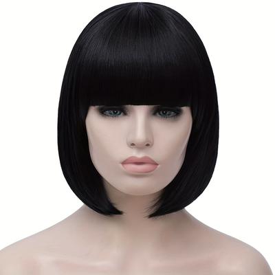 Costume Wigs Short Straight Bob Wig Synthetic Wig With Bangs Anime Cosplay Wig For Halloween Cosplay Party Black/green/blue/white Music Festival