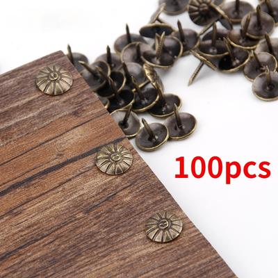 100pcs Antique Gold Brass Decorative Nails Tacks Applied Jewelry Gift Box Table Pushpins Furniture Hardware Woodwork Tool 11x16mm