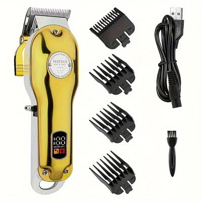 Metal Electric Hair Clipper With Lcd Display, Usb Rechargeable Beard Trimmer, Professional Haircut Machine, Holiday Gift For Him
