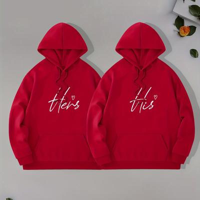 TEMU His And Hers Two-piece Valentine's Day Gift Set Hoodie And Sweatshirt Image