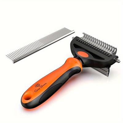 TEMU 2 In 1 Professional Grooming Rake For -dematting Comb For Easy Mats & Removing,hair Removal Cleaner For Pets, Without Battery Image
