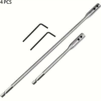 TEMU 4pcs High-carbon Steel Drill Bit Extension Set - Durable Metal, No Electricity Needed, Deep Drilling And Tight Spaces, Drilling Accessories | | Metal Construction Image