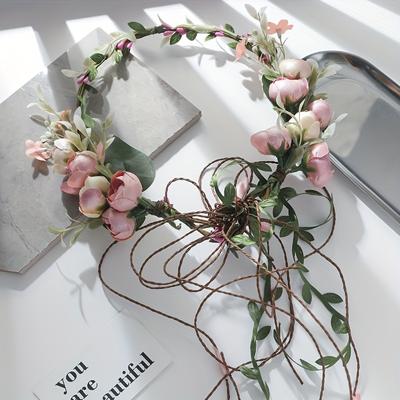 1pc Artificial Flower Hair Hoop Aesthetic Garland Headband Wedding Dress Wedding Bridal Headpiece
