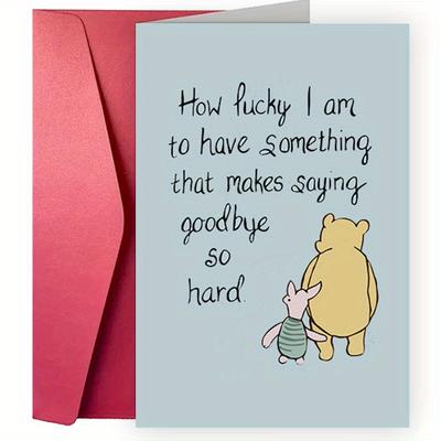1pc Fun Greeting Card Goodbye Card, Miss You Card, Hard To Say Goodbye Card