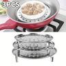 3pcs/set Multifunctional Food Steaming Rack, Steaming Buns And Eggs, Stainless Steel Steamer, Steaming Rack, Kitchen Utensils Round Steamer Rack For Food, Steaming, Baking, Roasting, Steaming Stand