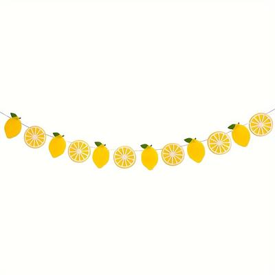 TEMU 1set, Felt Lemon Banner Summer Fruit Themed Party Pompoms Banner Spring Summer Garland Birthday Wedding Wall Decoration
