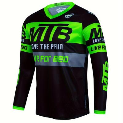 TEMU Men's Cycling Jersey, Quick Dry Breathable Moisture Wicking Long Sleeve Mtb Shirt For Biking Riding Sports