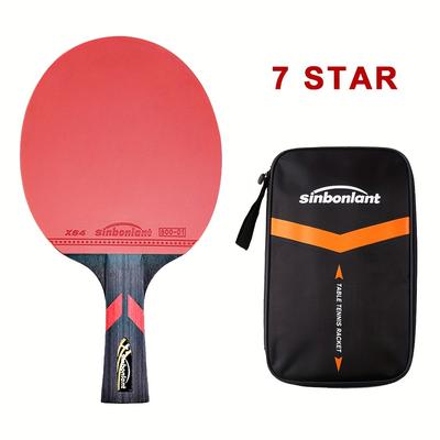 7 Star 1 Piece Professional Long And Short Handle Table Tennis Racket, Carbon Blade Rubber Ping Pong Rackets With Case
