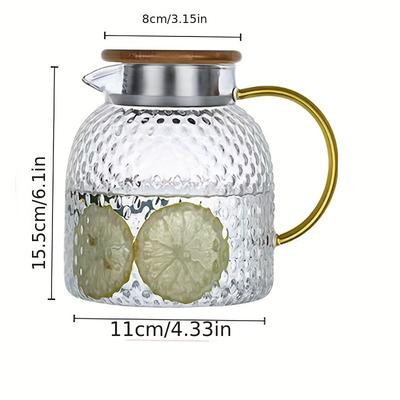 1pc, Glass Pitcher With Lid, High Borosilicate Gla...