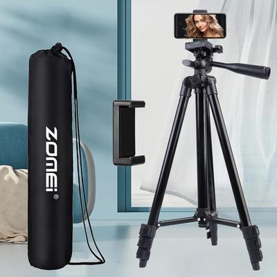 TEMU Zomei Aluminum Tripod With Universal Phone// Holder, Adjustable Height, Professional Lighting Support, Portable & , With Uncharged For , Streaming, Photography