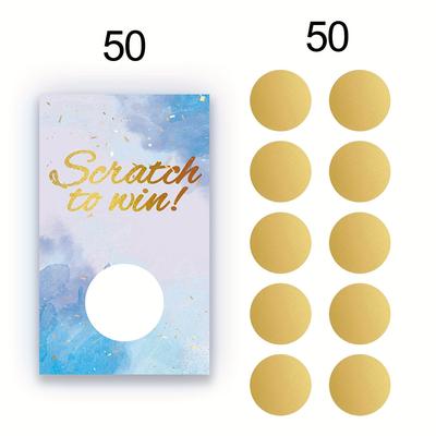 TEMU 50pcs Scratch-off Gift Cards For Small Businesses - Festive Watercolor Design With Golden Lettering, Christmas, Weddings, Bridal Showers & Birthday Parties (red, Golden, Blue, Green)