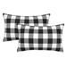 2pcs Short Plush Throw Pillow Covers, Scottish Black And White Plaid Cushion Case For Farmhouse Home Holiday Decor, No Pillow Core, 12 X 20 Inch
