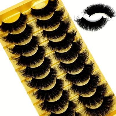 TEMU 10 Pairs Cat Eye Eyelashes 3d Natural Look False Lashes Fluffy Soft Cross Manga Lashes Wispy Natural Eyelash Extension Makeup