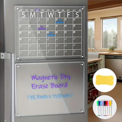 2pcs Acrylic Magnetic Dry Erase Board Calendar For...