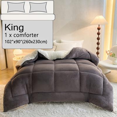 1pc Solid Color Comforter, Thickened Three-layer W...