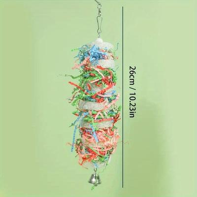1pc Bird Toy, Parrot Chew Toy With Bell, Bird Foraging Hanging Loofah Chewing Toys, Cage Accessories, Bird Toys Shredded Paper