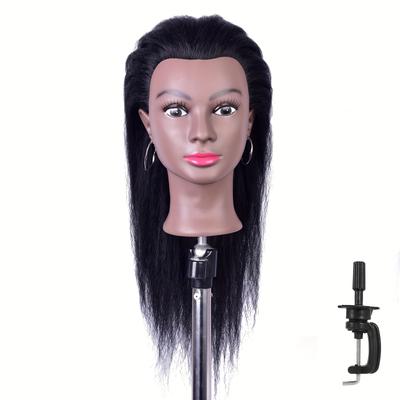 Mannequin Head With Hair, 100% Real Human Hair, Hairdresser Training Head, Doll Head, Beauty School Hair Practice Head, Manikin Cosmetology Black