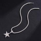 Iced Out Hip Hop Star Pendant Necklace For Men And Women With 4mm Tennis Chain, Fashion Jewelry Rapper Necklace