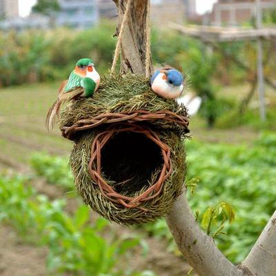 1pc Woven Straw Bird Nest, Grass Nest, Bird House, Bird Nest, Outdoor Garden Decoration Creative Bird Cage
