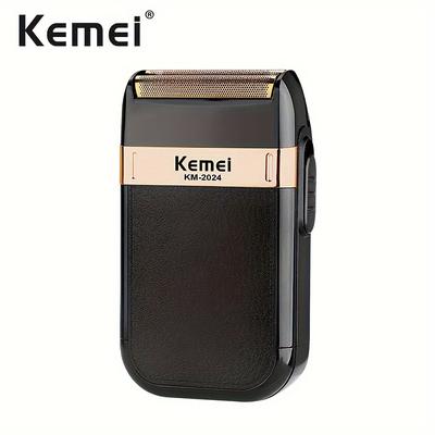 Km-2024 Usb Rechargeable Reciprocating Double Mesh Shaver, Golden And Silvery Mesh Usb Electric Razor