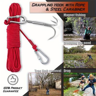 1pc Grappling Hook With 32.8ft Nylon Rope - Heavy-...