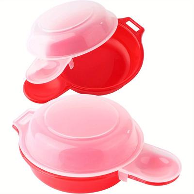 TEMU 2sets, Egg Cooker, Red And Clear, Kitchen Gadgets, Accessories