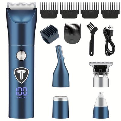 5 In 1 Professional Hair Trimmer, Groin & Body Trimmer For Men, Replaceable Ceramic Blade Electric Shaver, With Shaver Blade, Hair Clipper, Nose Hair Trimmer And Eyebrow Trimming Blade