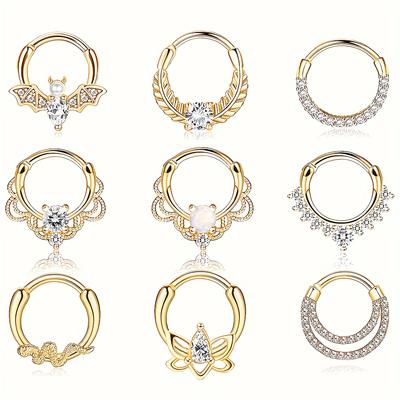 9pcs Piercing Stainless Steel Nose Ring Set, Diffe...