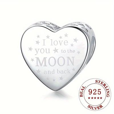1pc 925 Sterling Silver Love Heart Charm Pendant E...