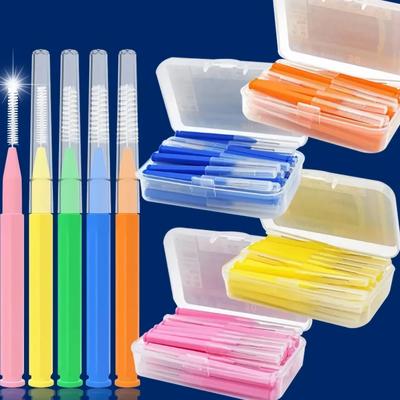 30pcs/box Dental Toothpicks, Portable Interdental Brush, Tooth Flossing Picks, Tooth Cleaning Tool
