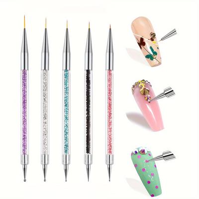 TEMU Nail Art Brushes Set, Double-end Nail Design Brushes Dotting Pen, Multifunctional Liner Brush For Nails, Gel Polish Painting Brush For Nails Gel