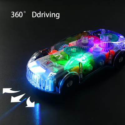 360Â° Rotating Transparent Car Toy Car, Colorful Lights, Cool Music, Christmas Gift, Birthday Gift, Without Battery.