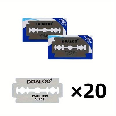10/20/40/100pcs Men's Double Edge Safety Razor Blades, Stainless Steel, Professional Barber Tools, Precision Shaving Blades