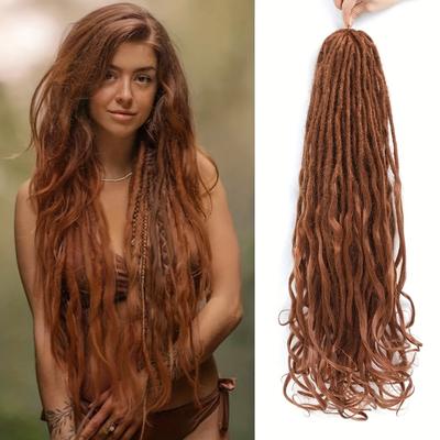 Loose Wave Dreadlocks Synthetic French Curly Double Ended Dreadlock Extensions 24inches 10 Strands Thin Soft Dark Brown Curly De Dreadlock Extensions For Women