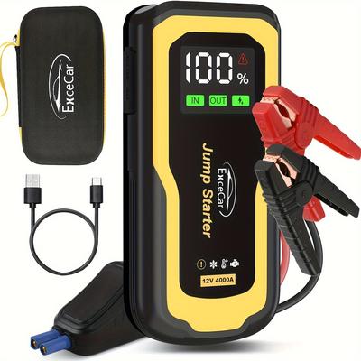 TEMU Car Jump , Portable Safe Jump Power Pack (up To 10.0l Gas And 10.0l Engines), 12v Lithium Battery With 2.5'' Lcd Display And