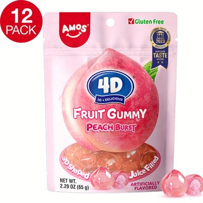 12bags, Amos 4d Fruit Gummy Peach Burst, Fruity Sn...