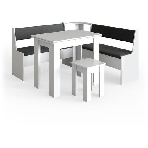 Eckbankgruppe Roman, Weiß, 150 x 41.5 cm mit Tisch, Vicco