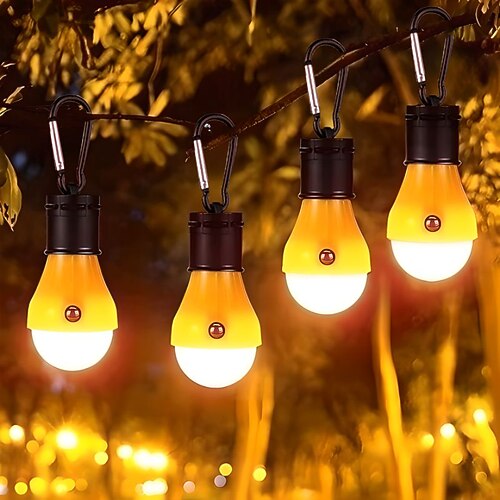 4 Stück tragbare Campinglaternen LED-Wasserdichte-Zeltlichter 50LM wasserdichtes Camping für Rucksacktouren Wandern Angeln Notfallhängelicht leicht Image