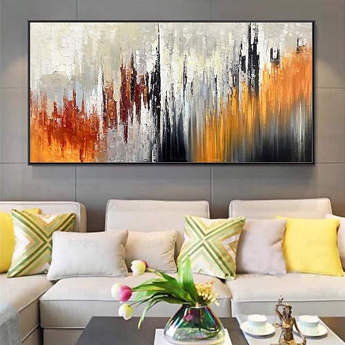 Mintura handgefertigte Textur-Ölgemälde auf Leinwand, Wandkunst, Dekoration, modernes abstraktes Bild für Heimdekoration, gerolltes, rahmenloses, ungedehntes Gemälde Image